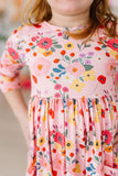 SALE Bouquet Beauty 3/4 Sleeve Pocket Twirl Dress - Aaria Tees Aaria Tees