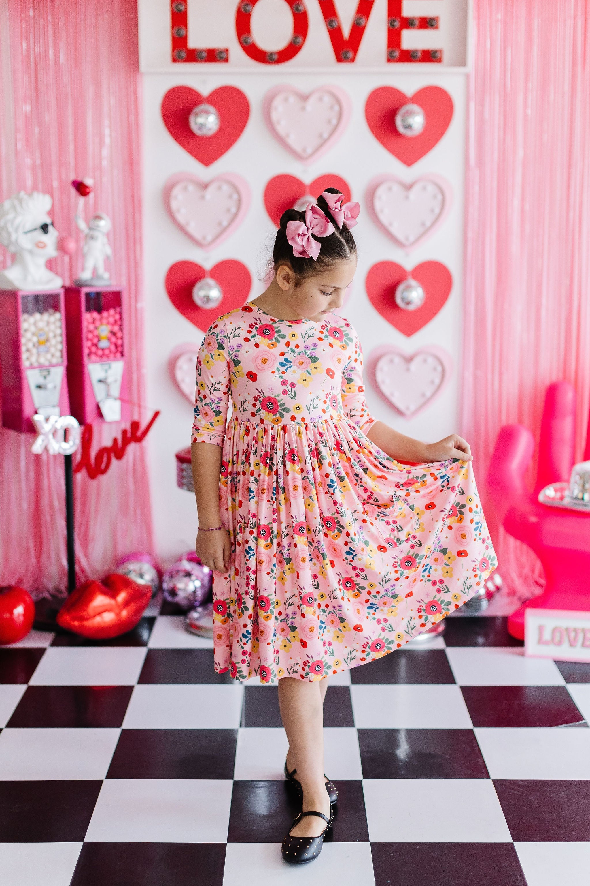 SALE Bouquet Beauty 3/4 Sleeve Pocket Twirl Dress - Aaria Tees Aaria Tees