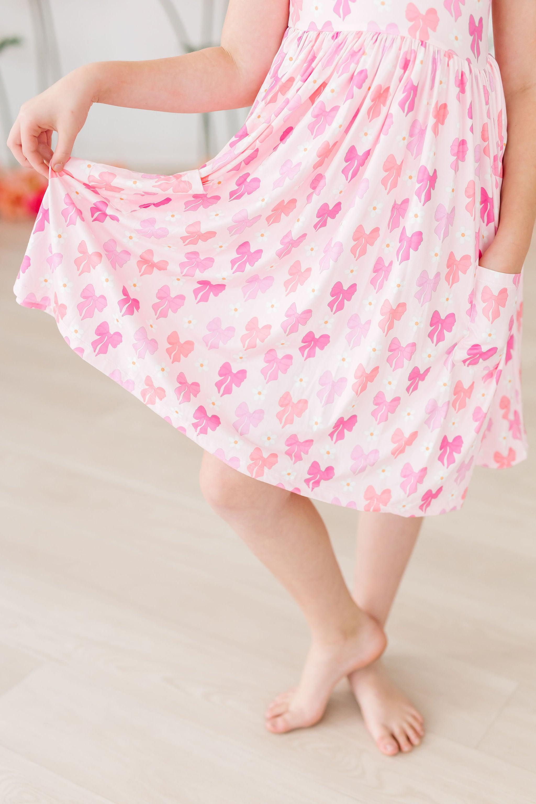 Bow Beauty S/S Pocket Twirl Dress - Aaria Tees Aaria Tees