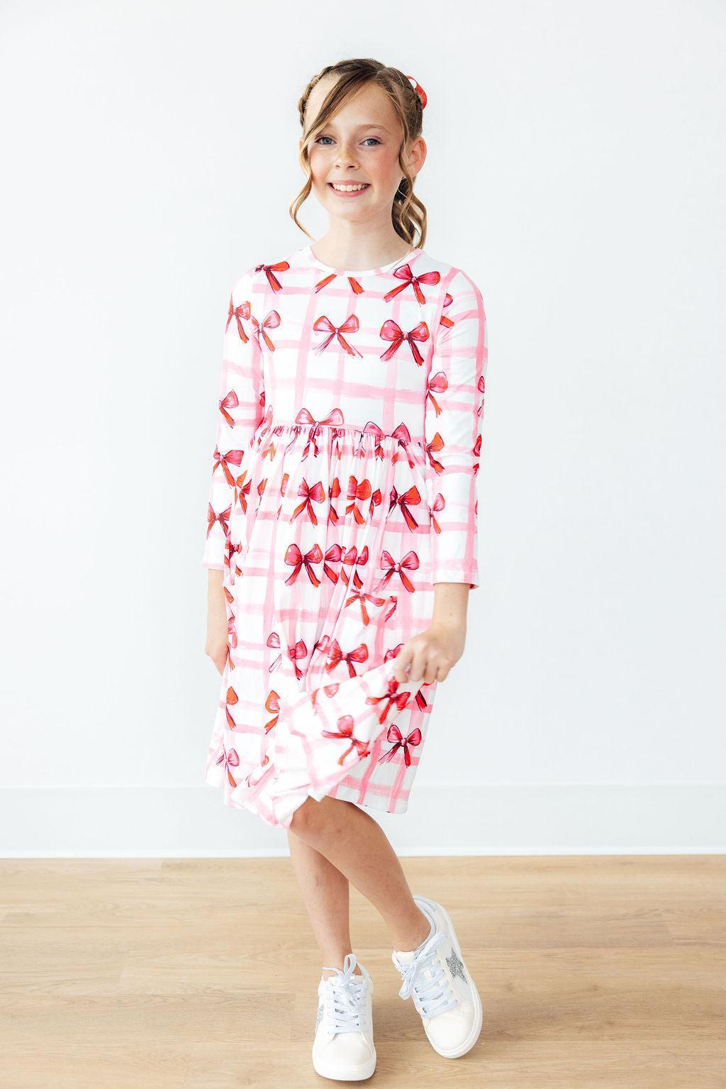 Bow La La L/S Pocket Twirl Dress - Aaria Tees Aaria Tees