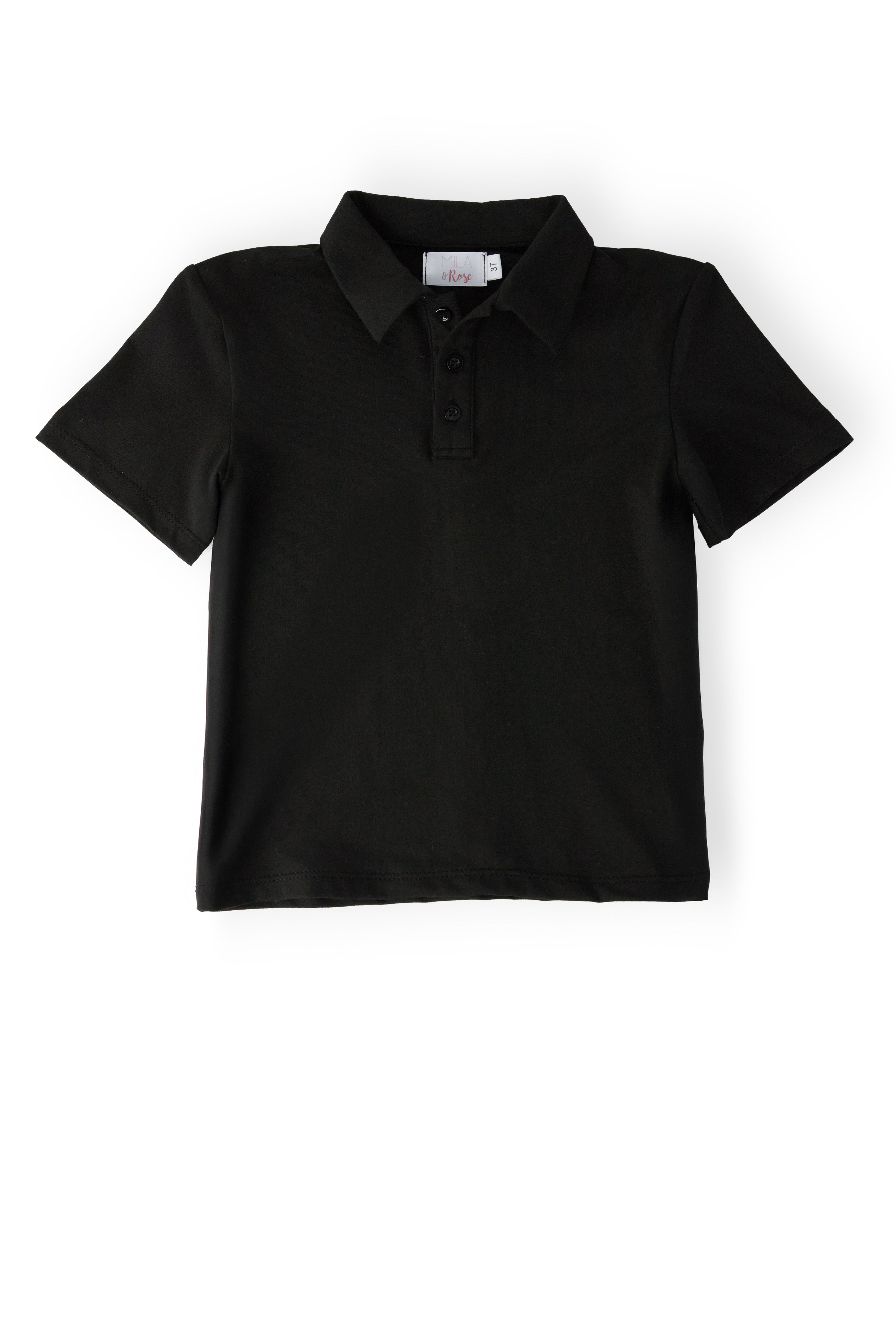 Boys Black S/S Polo - Aaria Tees Aaria Tees