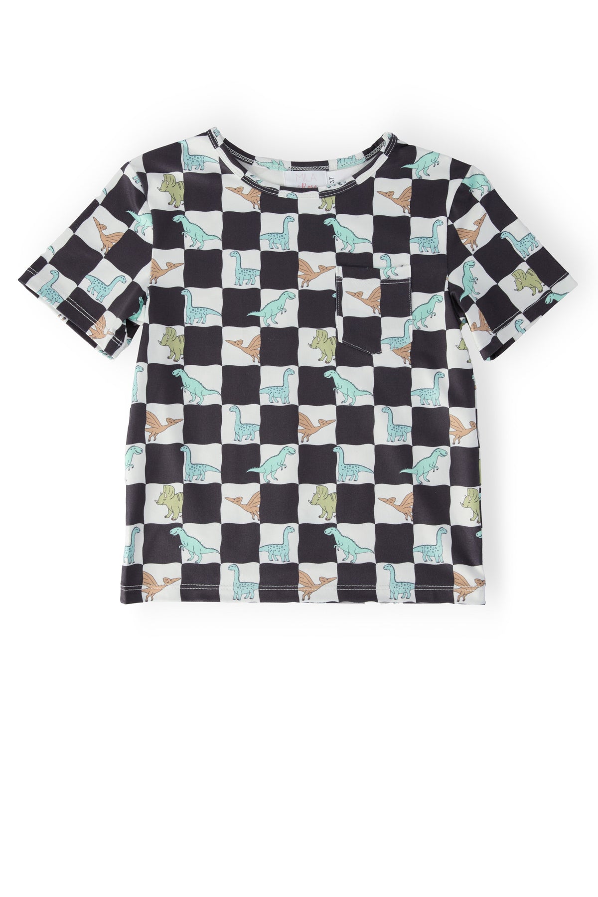 Boys Dino Checkers S/S Pocket Tee - Aaria Tees