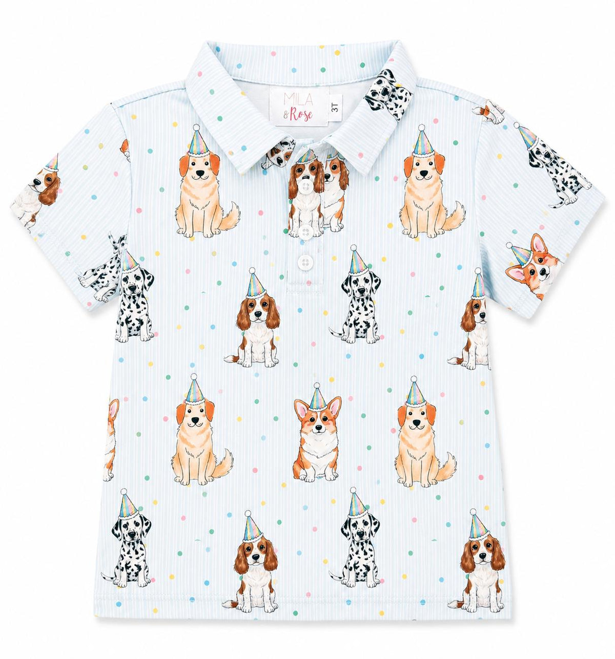 Boys Party Pups S/S Polo - Aaria Tees