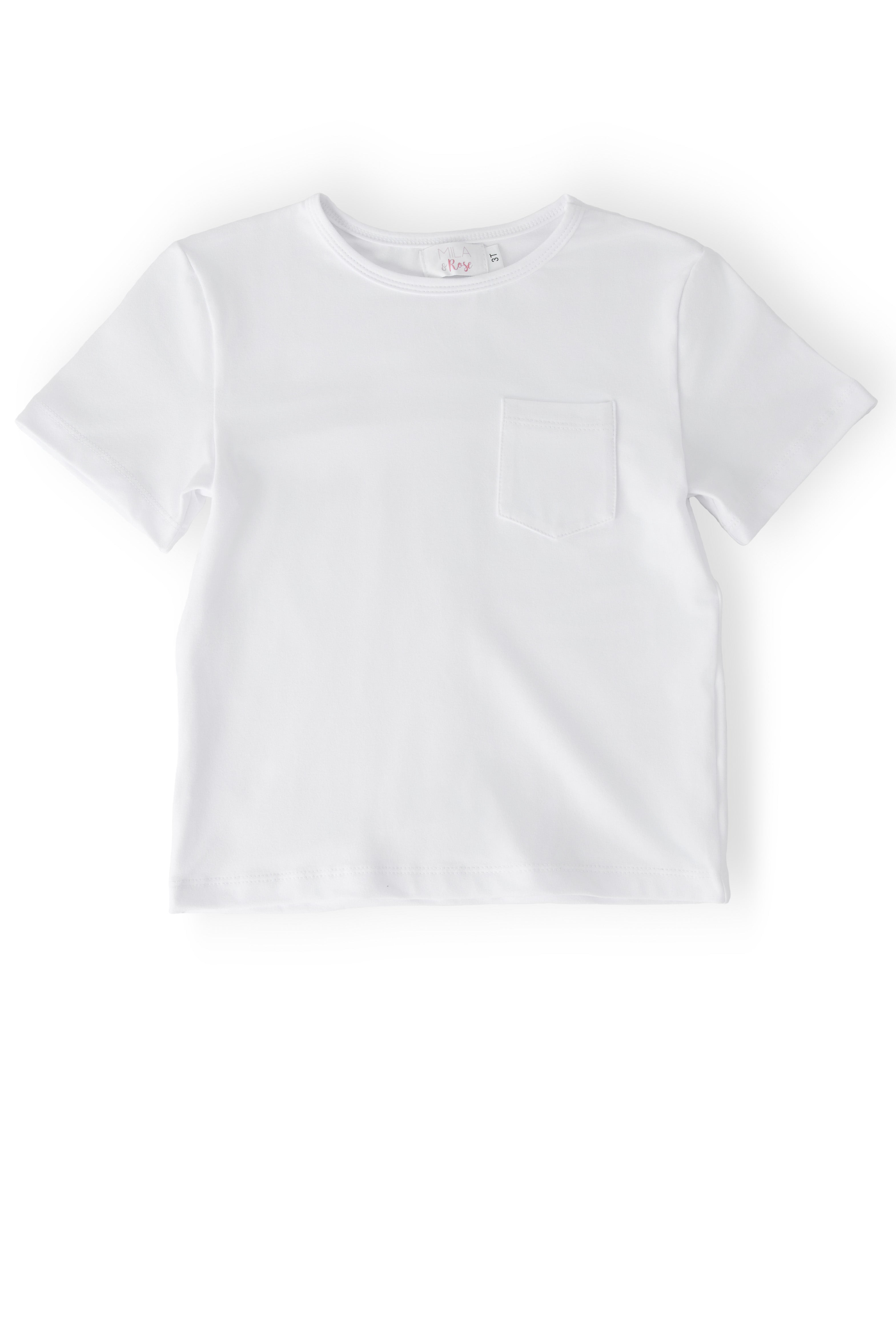 Boys White S/S Pocket Tee - Aaria Tees Aaria Tees
