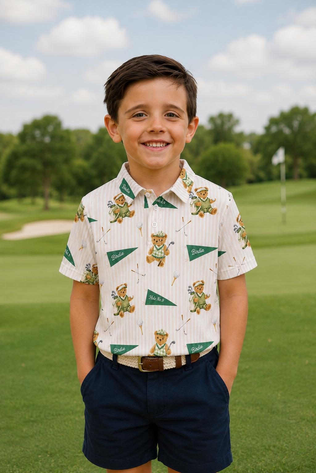 Boys Golfing Bears S/S Polo - Aaria Tees Aaria Tees