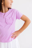 Bright Lilac Ruffle Pocket Tee - Aaria Tees Aaria Tees