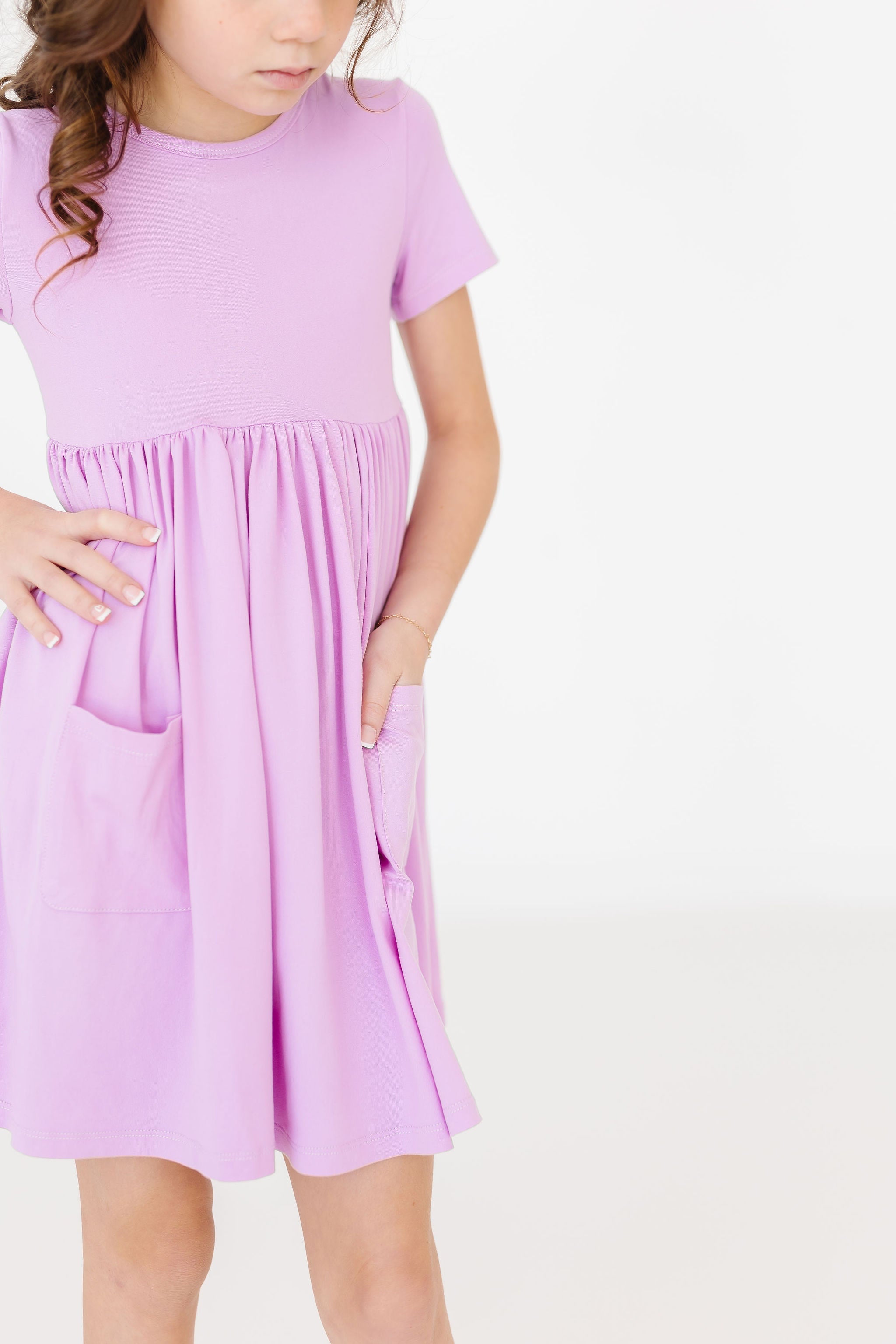 Bright Lilac S/S Pocket Twirl Dress - Aaria Tees Aaria Tees