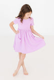 Bright Lilac S/S Pocket Twirl Dress - Aaria Tees Aaria Tees