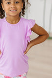 Bright Lilac S/S Ruffle Tee - Aaria Tees Aaria Tees