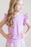 Bright Lilac S/S Ruffle Tee - Aaria Tees Aaria Tees