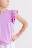 Bright Lilac S/S Ruffle Tee - Aaria Tees Aaria Tees