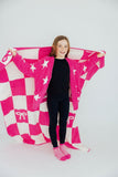 Bright Pink Checker Cozy Socks - Aaria Tees Aaria Tees