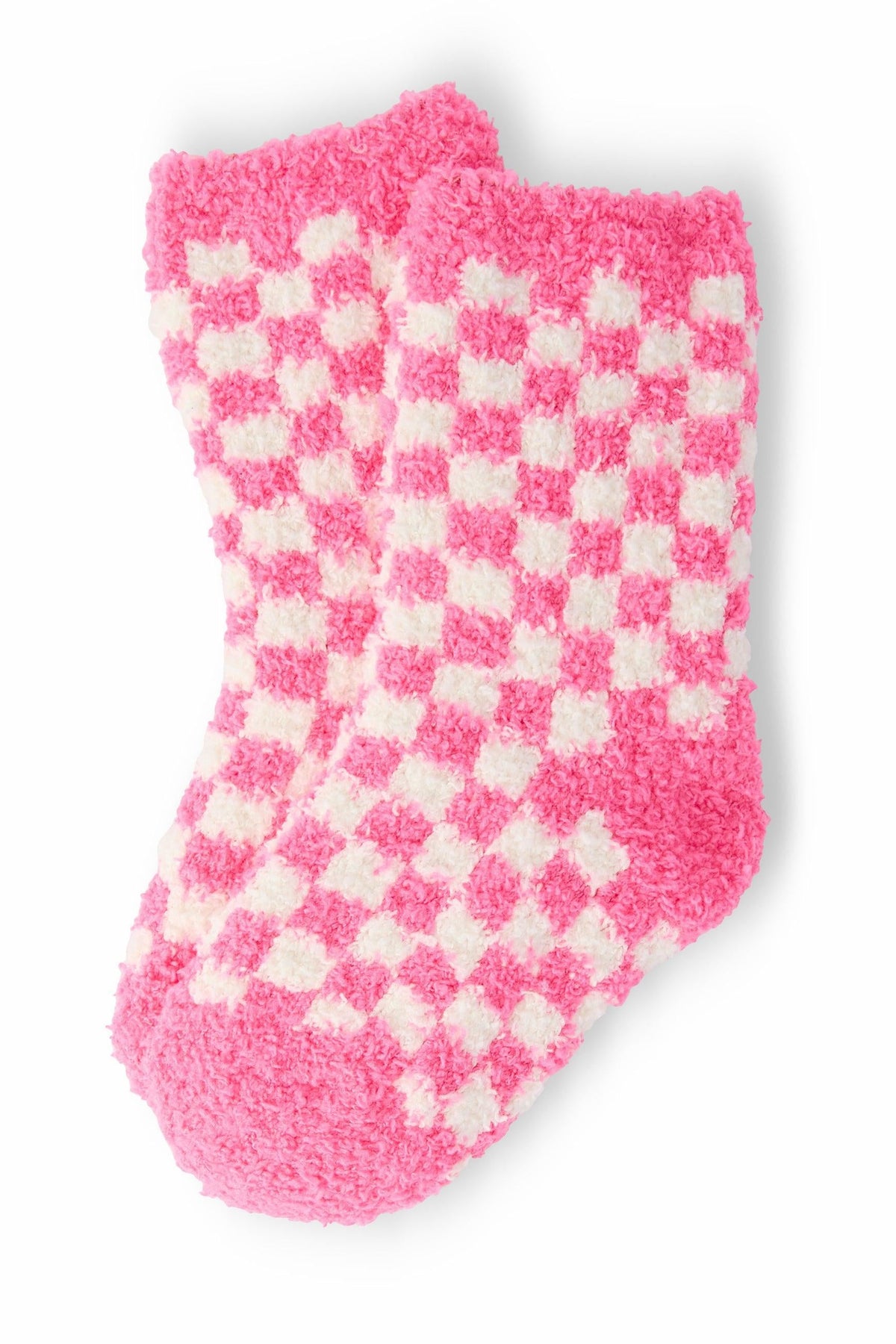 Bright Pink Checker Cozy Socks - Aaria Tees