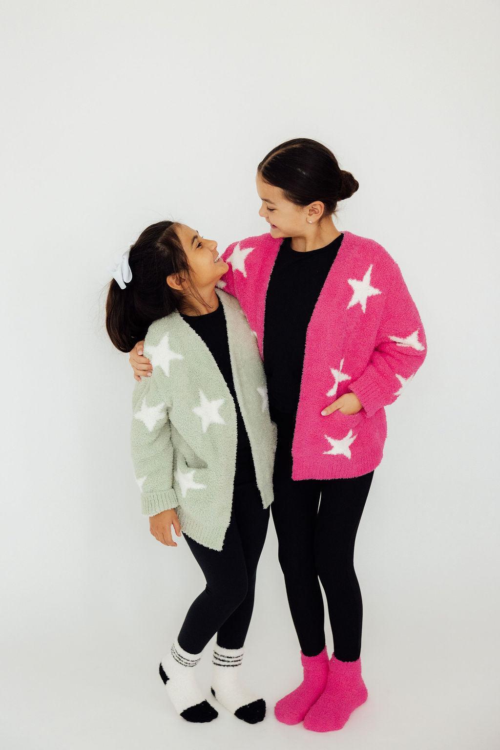 Bright Pink/Coconut Star Cozy Socks - Aaria Tees Aaria Tees