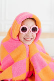 Bright Pink/Orange Checker Cozy Blanket - Aaria Tees Aaria Tees