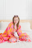 Bright Pink/Orange Checker Cozy Blanket - Aaria Tees Aaria Tees