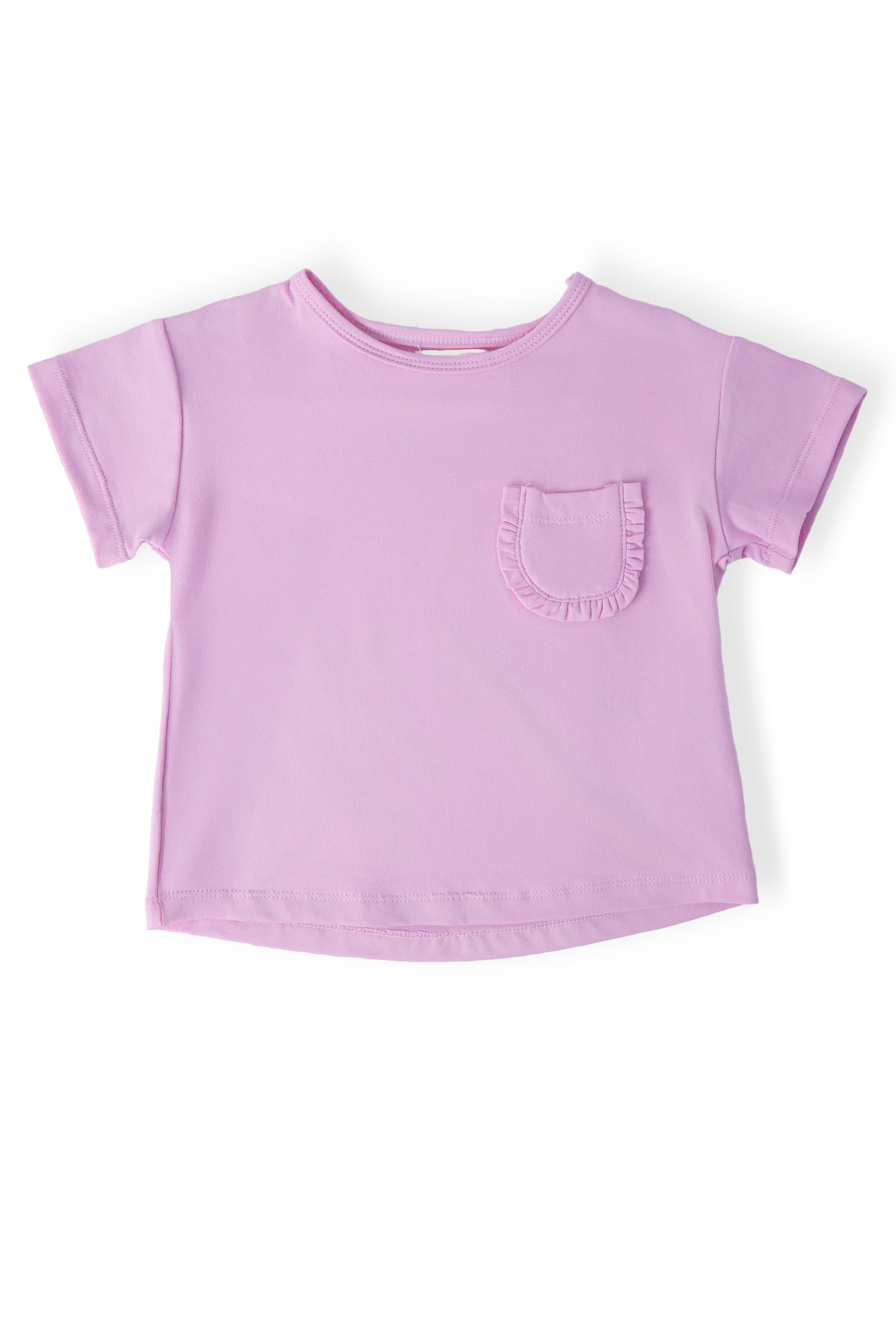 Bright Lilac Ruffle Pocket Tee - Aaria Tees Aaria Tees