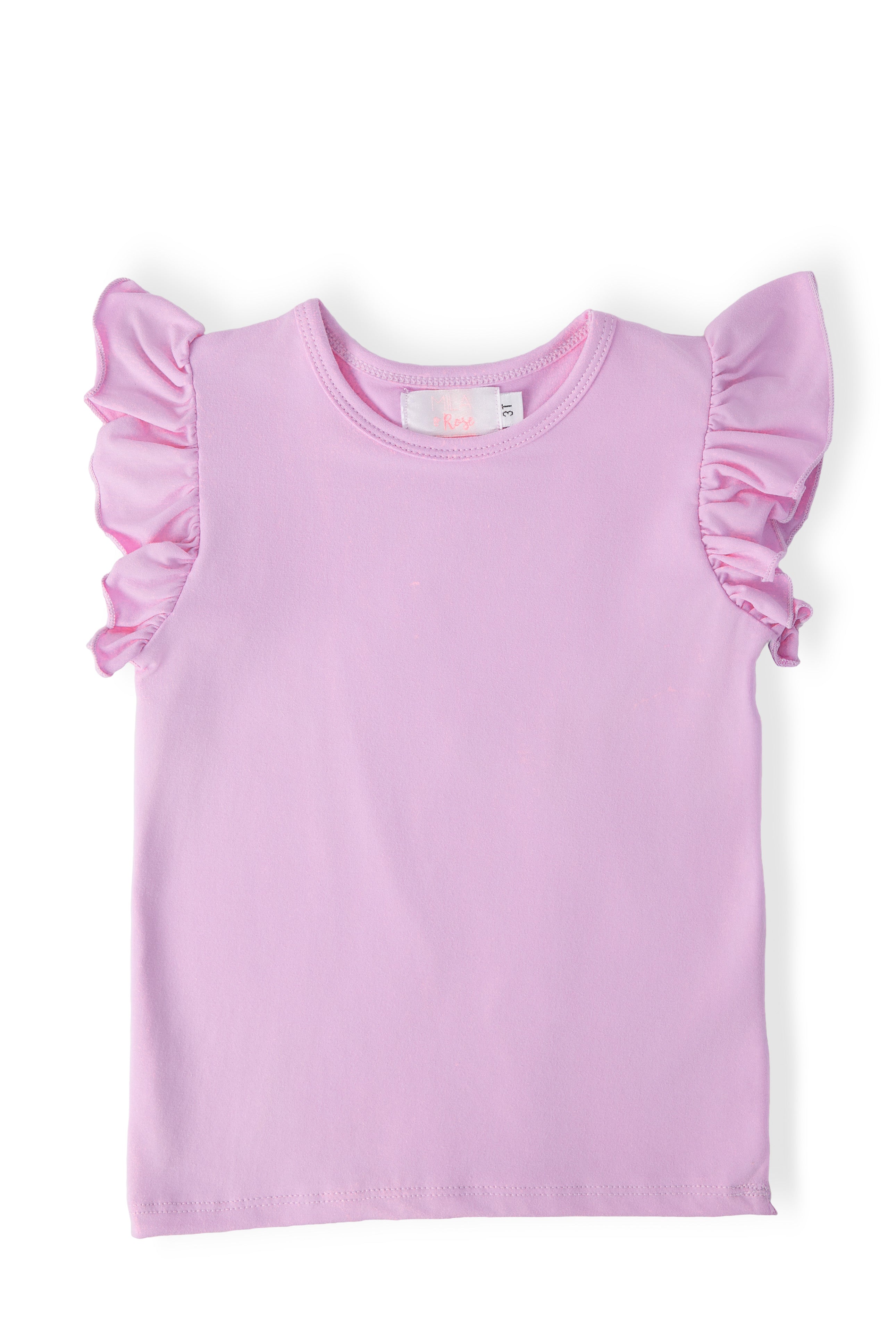 Bright Lilac S/S Ruffle Tee - Aaria Tees Aaria Tees