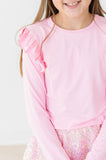 Bubblegum Pink L/S Ruffle Tee - Aaria Tees Aaria Tees