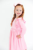 Bubblegum Pink L/S Ruffle Twirl Dress - Aaria Tees Aaria Tees