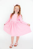 Bubblegum Pink L/S Ruffle Twirl Dress - Aaria Tees Aaria Tees
