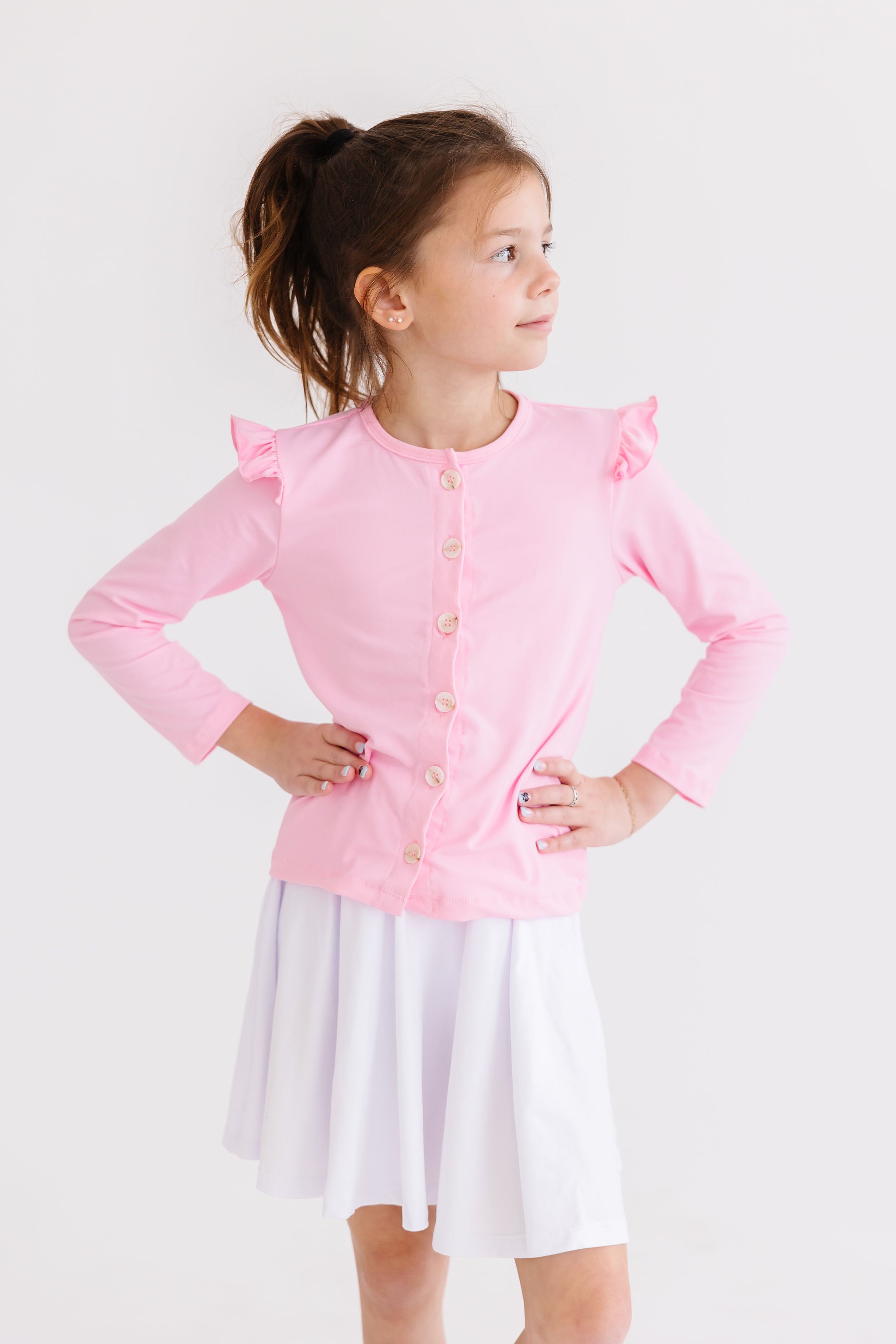 Bubblegum Pink Ruffle Cardigan - Aaria Tees Aaria Tees