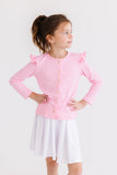 Bubblegum Pink Ruffle Cardigan - Aaria Tees Aaria Tees