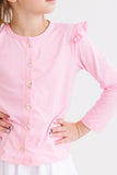 Bubblegum Pink Ruffle Cardigan - Aaria Tees Aaria Tees