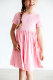 Bubblegum Pink S/S Pocket Twirl Dress - Aaria Tees Aaria Tees