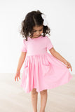 Bubblegum Pink S/S Pocket Twirl Dress - Aaria Tees Aaria Tees