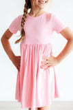 Bubblegum Pink S/S Pocket Twirl Dress - Aaria Tees Aaria Tees