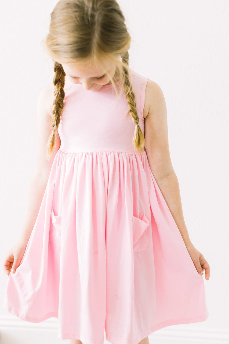 Bubblegum Pink Tank Pocket Twirl Dress - Aaria Tees Aaria Tees