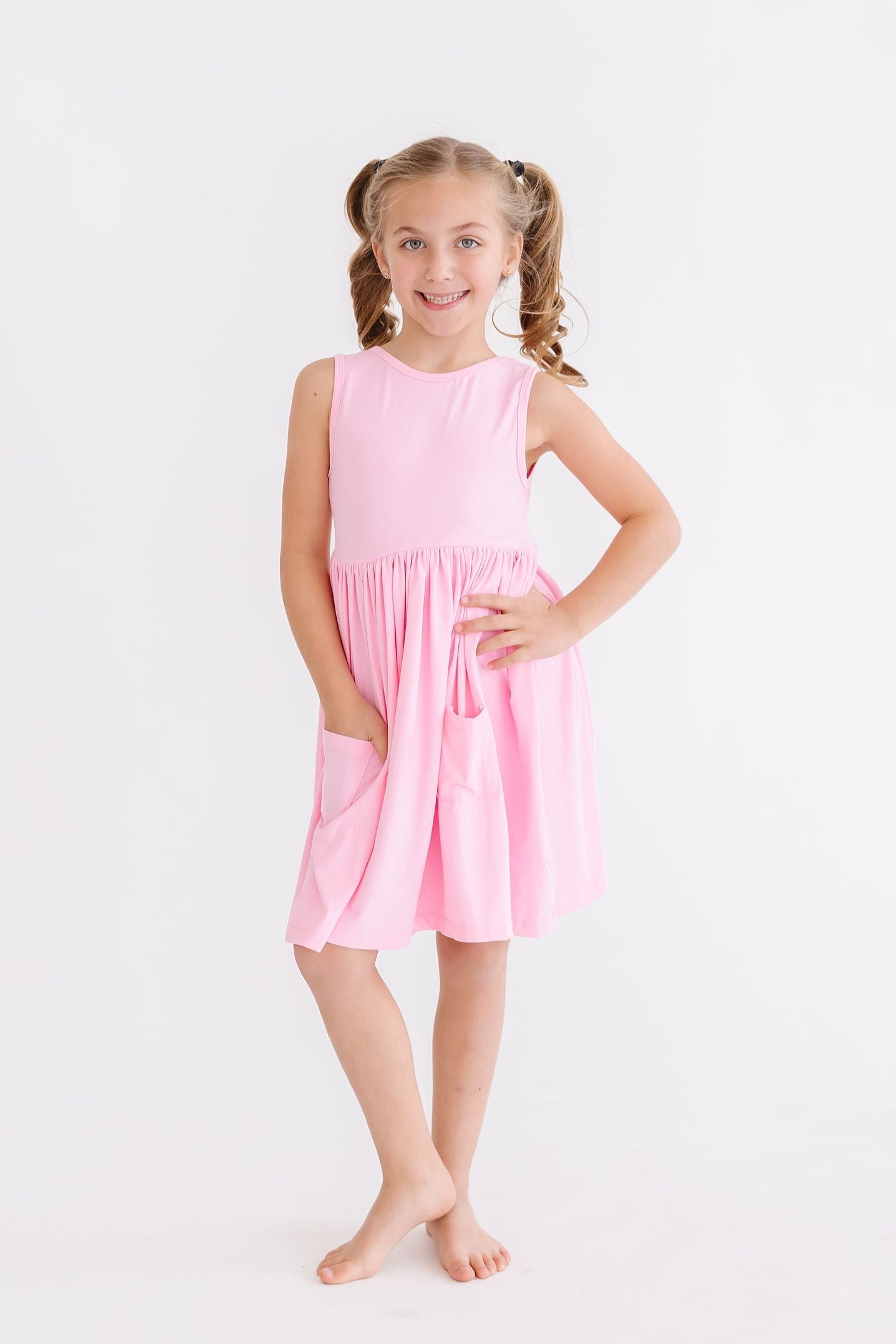 Bubblegum Pink Tank Pocket Twirl Dress - Aaria Tees Aaria Tees