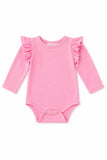 Bubblegum Pink L/S Flutter Bodysuit - Aaria Tees Aaria Tees