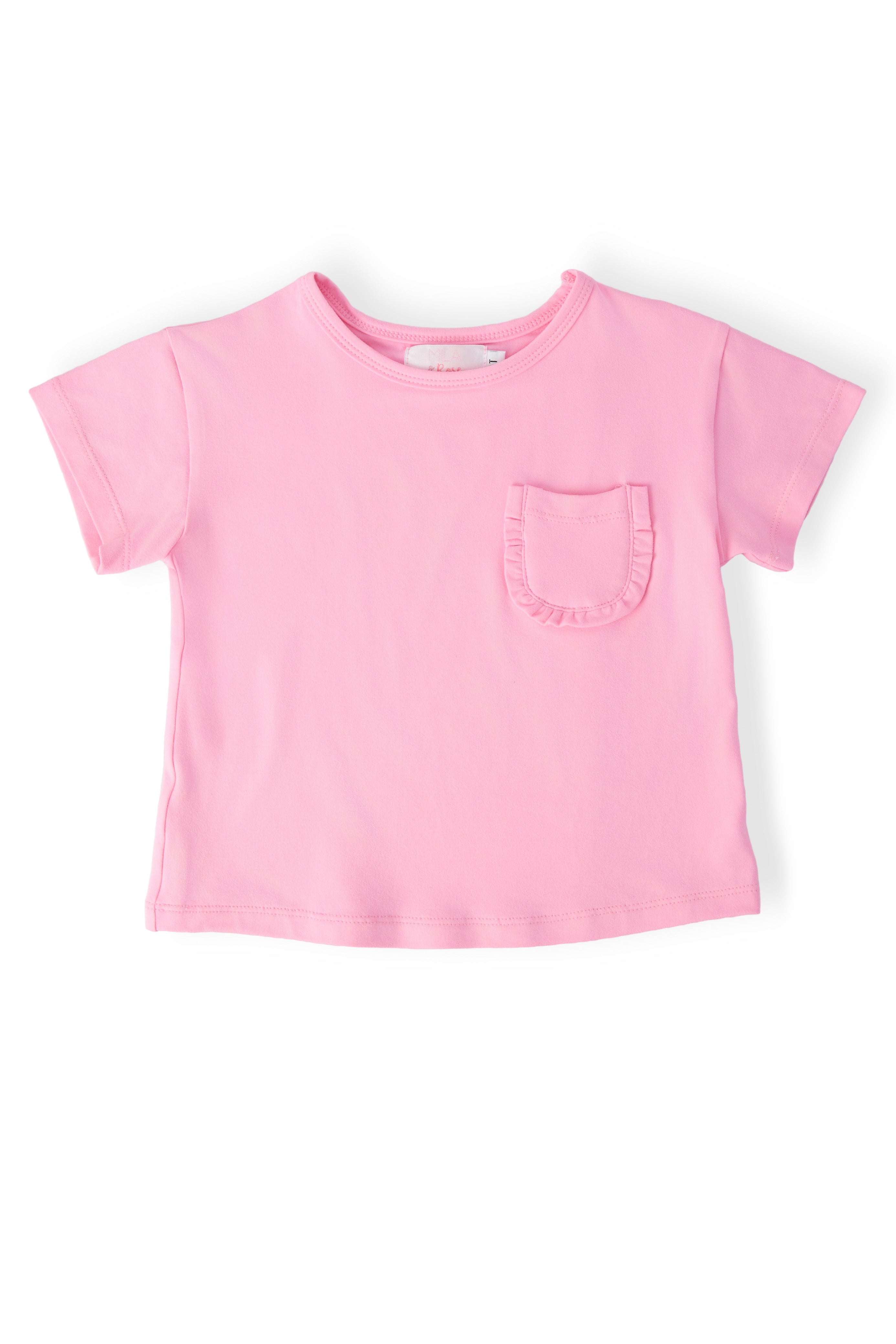 Bubblegum Pink Ruffle Pocket Tee - Aaria Tees Aaria Tees