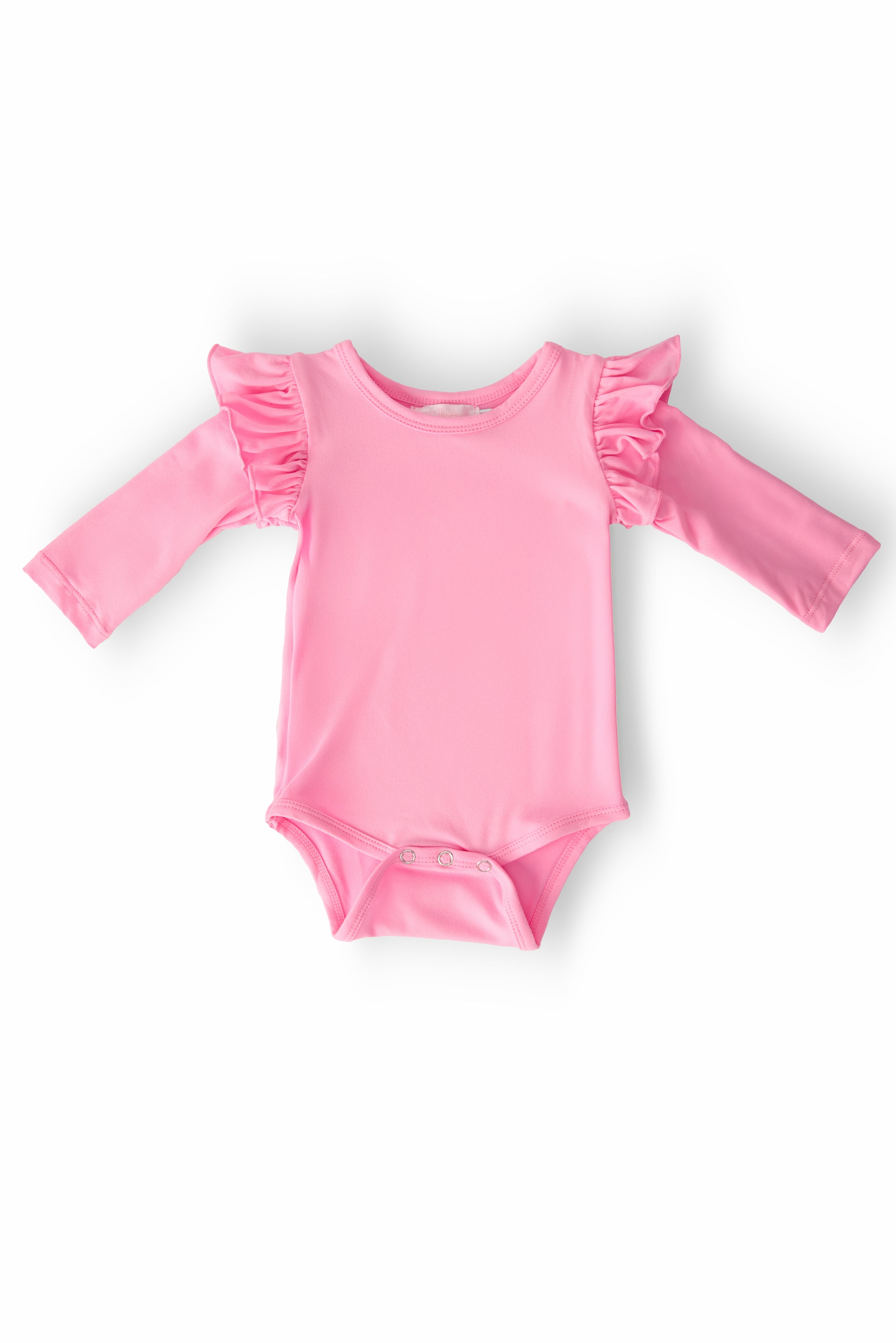 Bubblegum Pink L/S Flutter Bodysuit - Aaria Tees Aaria Tees