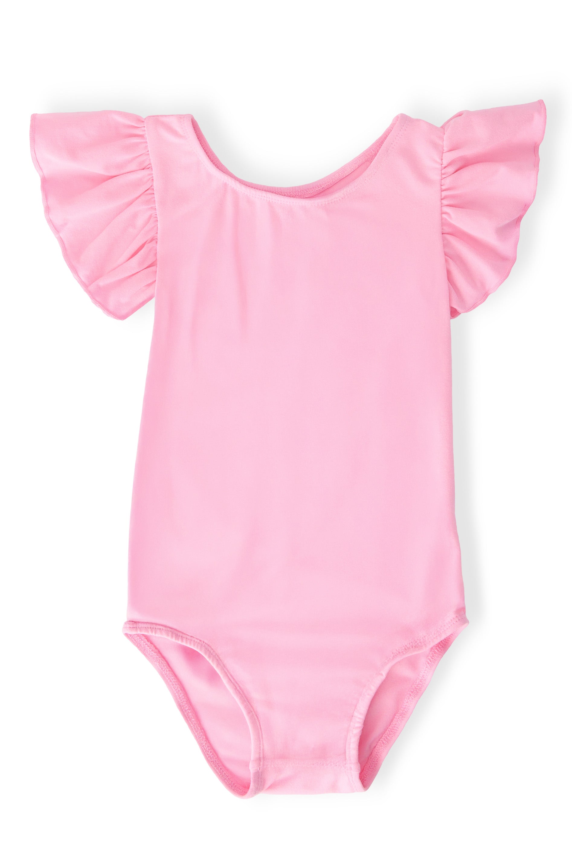 Bubblegum Pink S/S Flutter Sleeve Leotard - Aaria Tees Aaria Tees