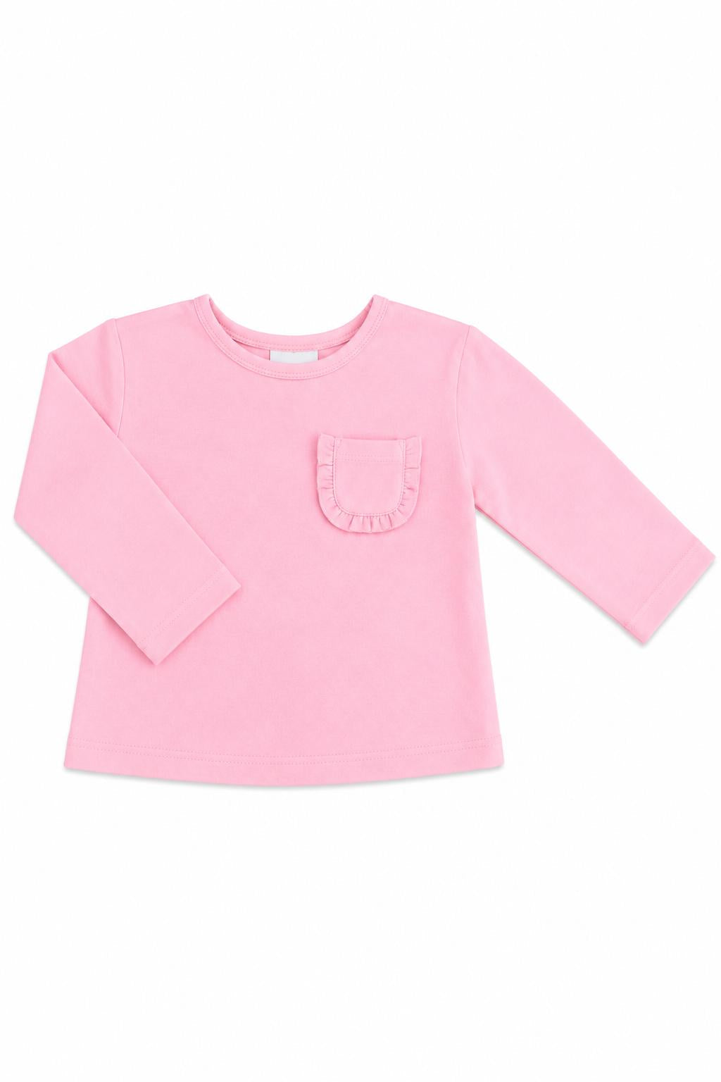 Bubblegum Pink L/S Ruffle Pocket Tee - Aaria Tees