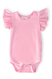 Bubblegum Pink S/S Flutter Bodysuit - Aaria Tees Aaria Tees
