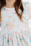 Bunny Dreams 3/4 Sleeve Pocket Twirl Dress - Aaria Tees Aaria Tees