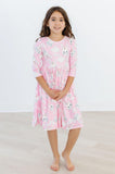 Bunny Love 3/4 Sleeve Pocket Twirl Dress - Aaria Tees Aaria Tees