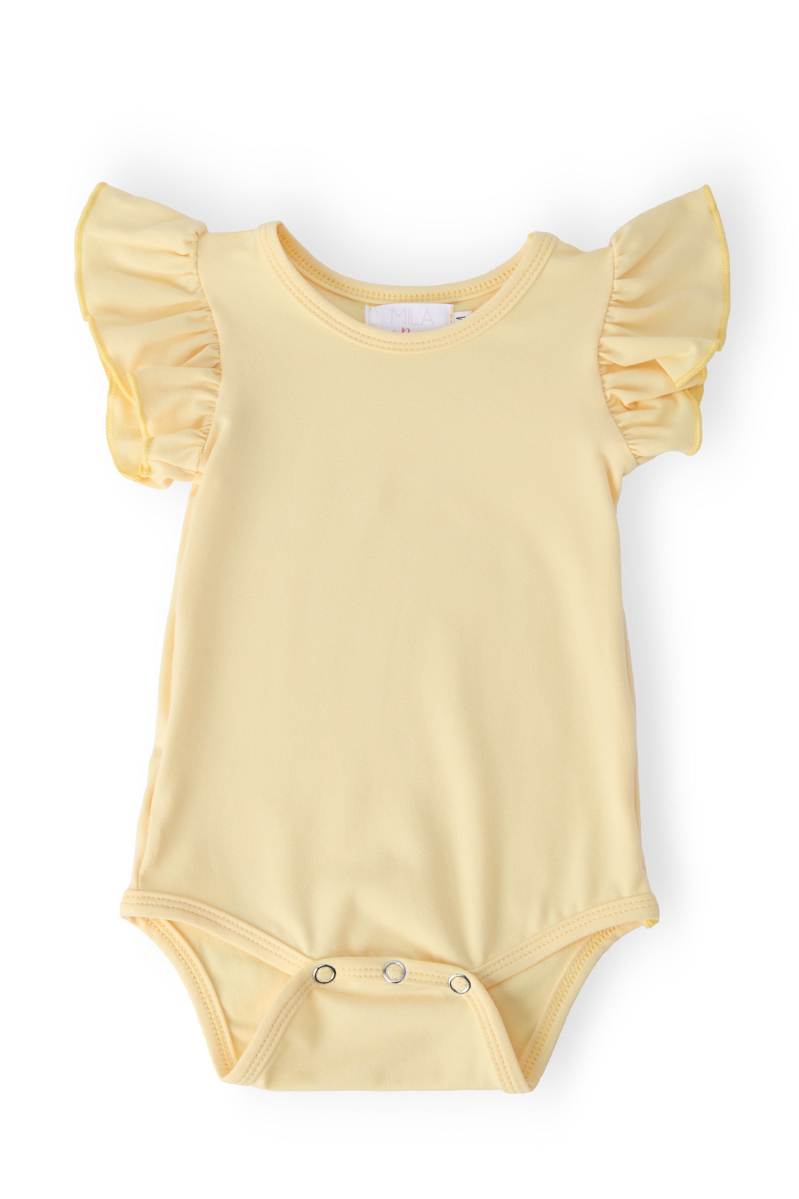 Butter Yellow S/S Flutter Bodysuit - Aaria Tees Aaria Tees