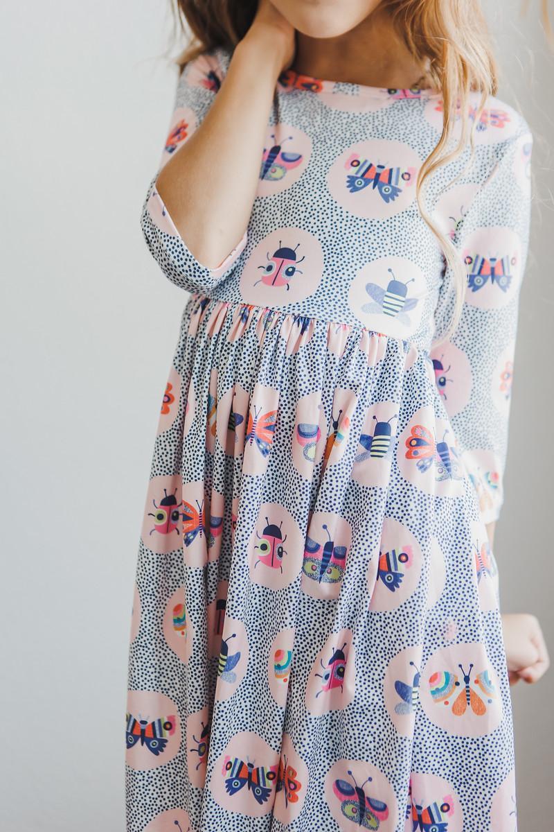 Butterfly Effect 3/4 Sleeve Pocket Twirl Dress - Aaria Tees Aaria Tees