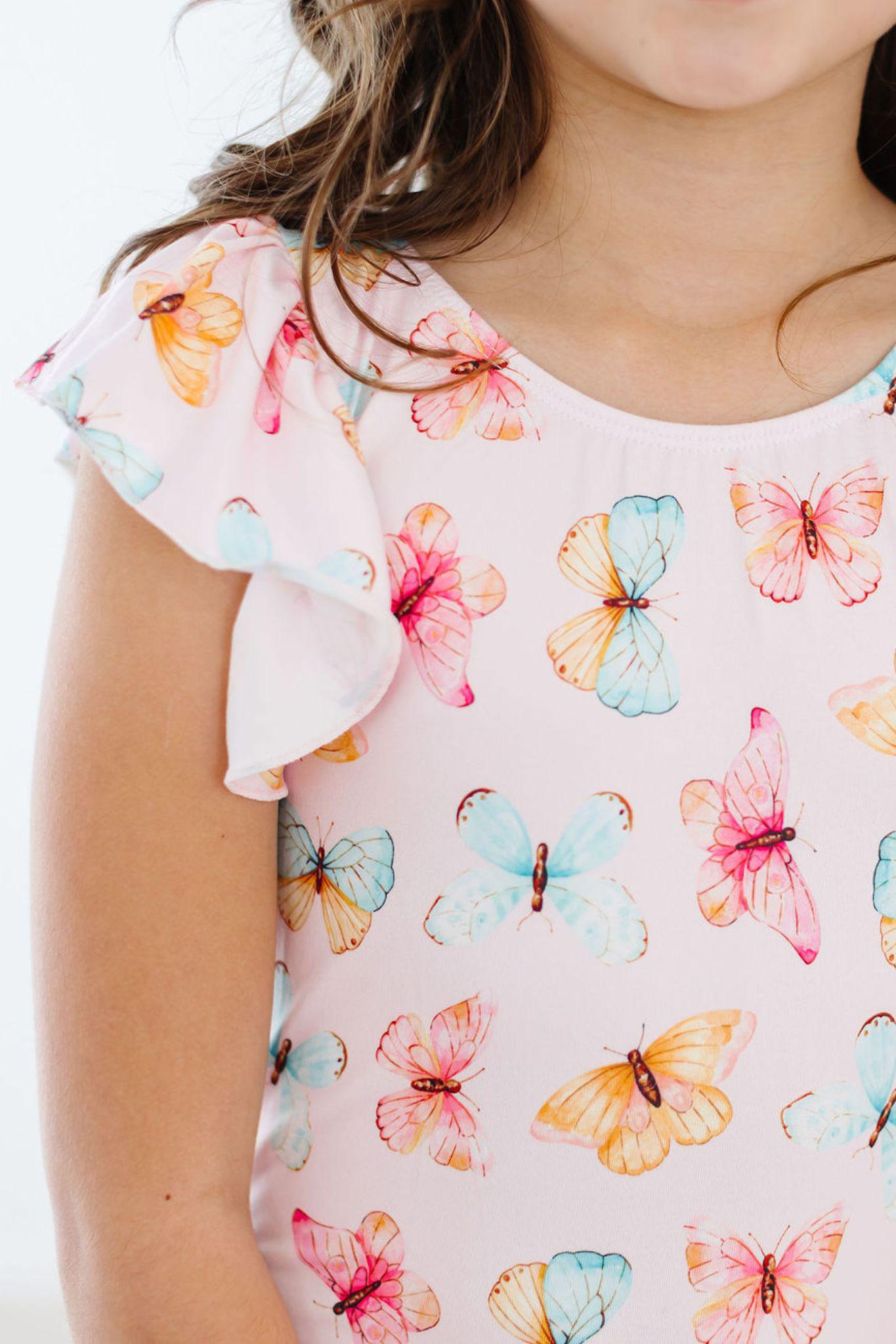 Butterfly Kisses S/S Flutter Sleeve Leotard - Aaria Tees Aaria Tees