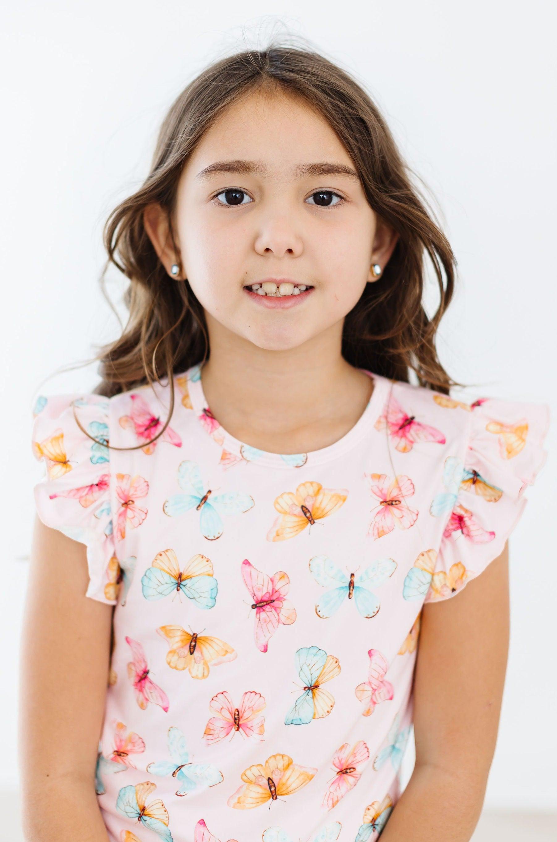 Butterfly Kisses S/S Ruffle Tee - Aaria Tees Aaria Tees