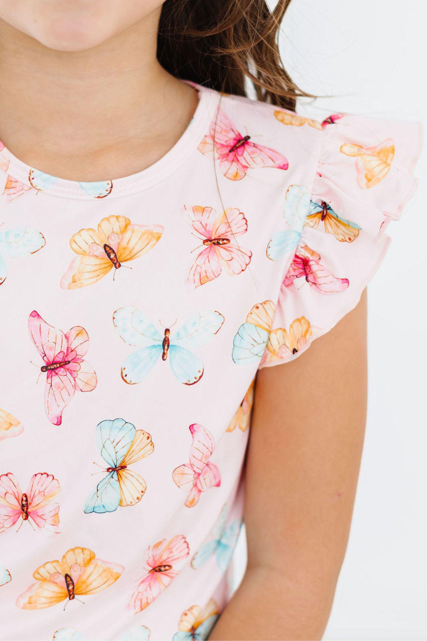 Butterfly Kisses S/S Ruffle Tee - Aaria Tees Aaria Tees