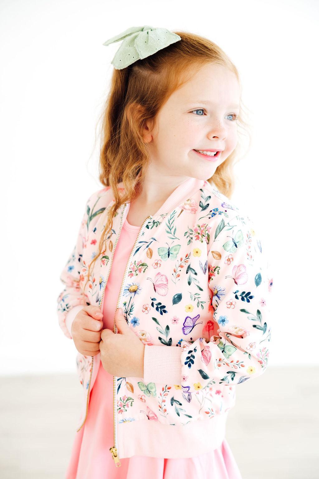 Butterfly Meadows Satin Jacket - Aaria Tees Aaria Tees