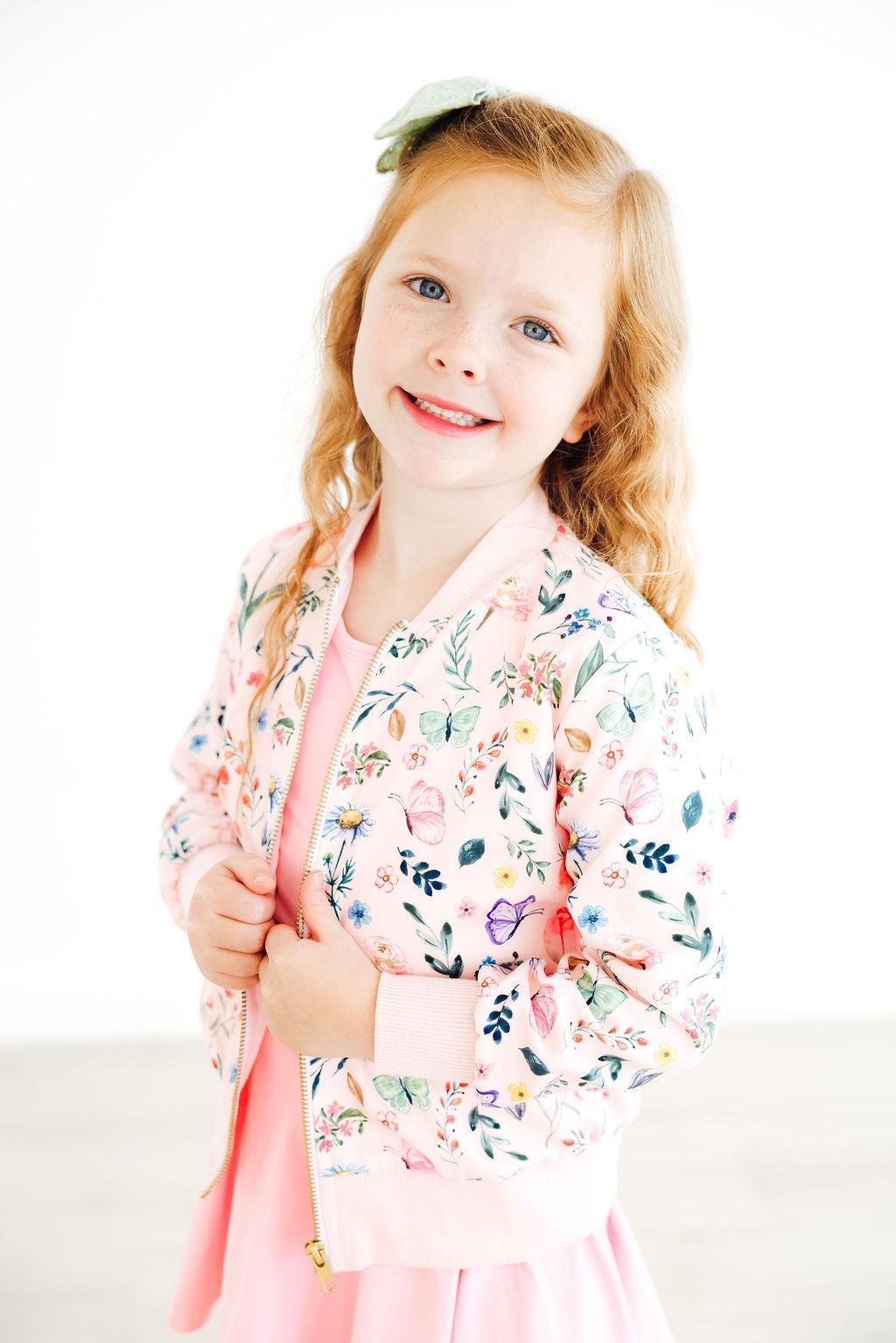 Butterfly Meadows Satin Jacket - Aaria Tees