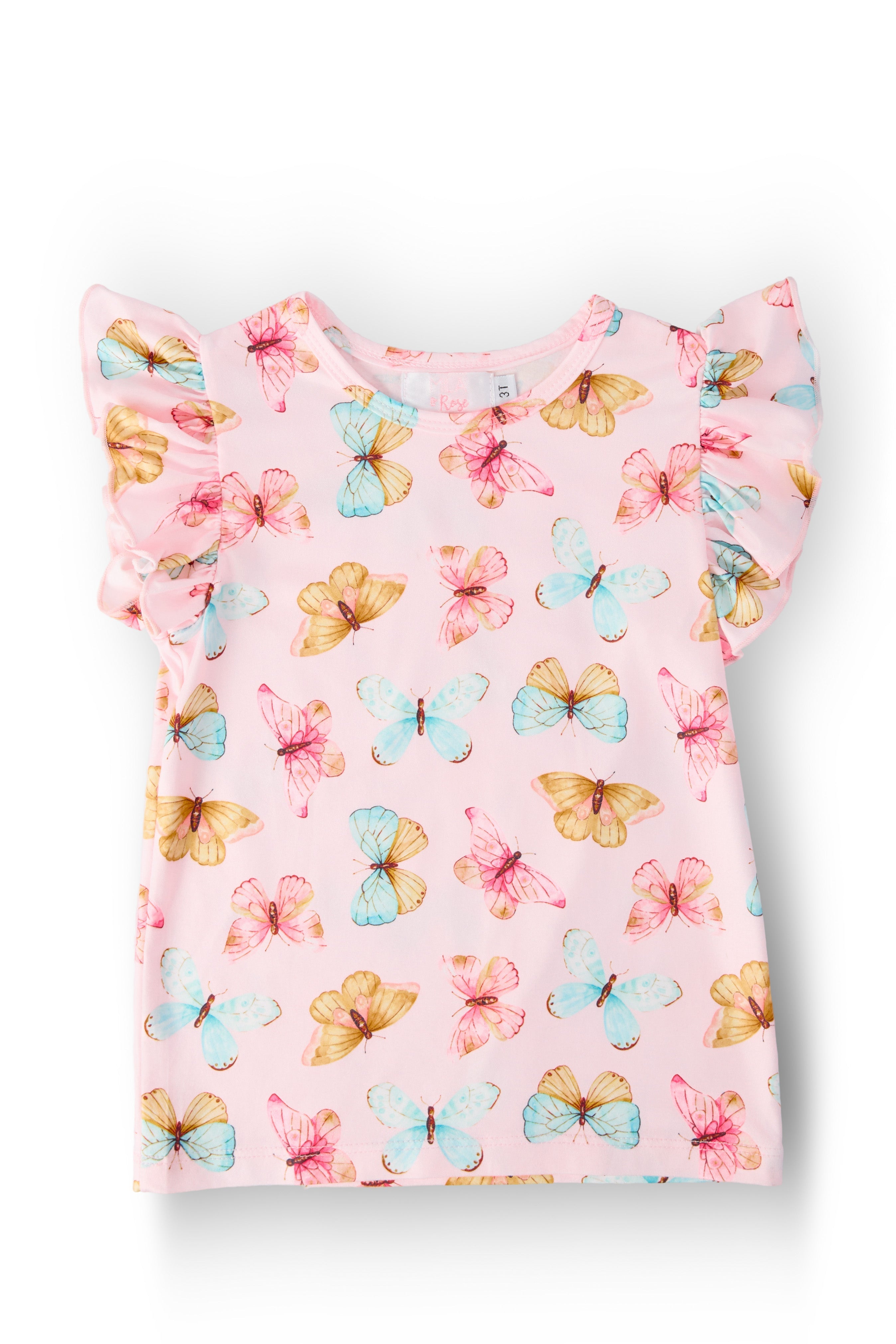 Butterfly Kisses S/S Ruffle Tee - Aaria Tees Aaria Tees