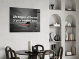 Where the Life Begins?  Glass Wall Art Aaria Tees